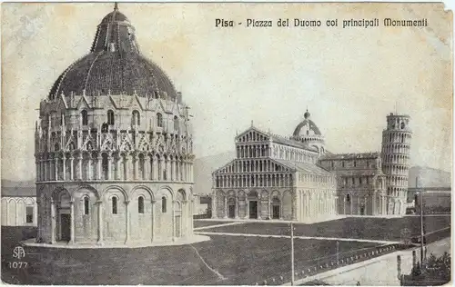 Pisa Piazza del Duomo coi principali Monumenti 1912