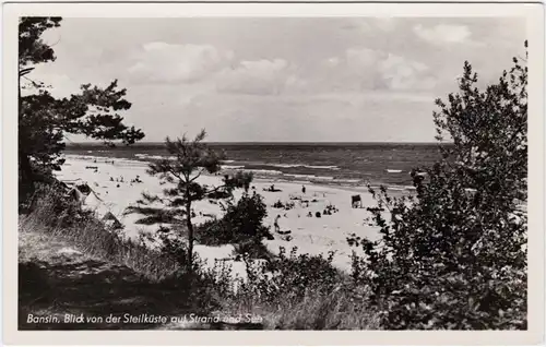 Bansin-Heringsdorf Usedom Blick von der Steilküste auf Strand und See 1953