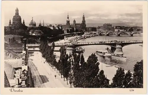 Dresden Fotokarte Dresden Panorama mit Belvedere 1958