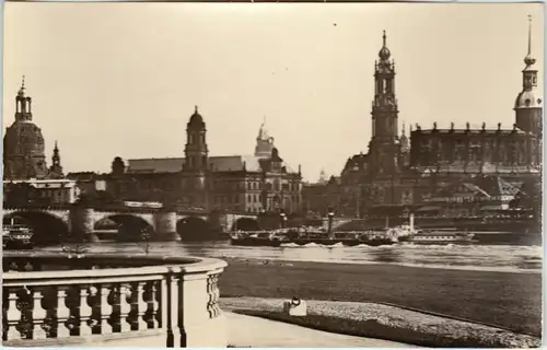 Fotokarte  Altstadt Dresden Drježdźany Blick vom Neustädter Elbufer 1956