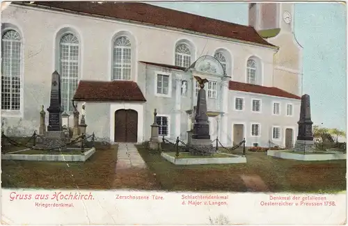 Hochkirch Bukecy Kirche und Kriegerdenkmäler 1908