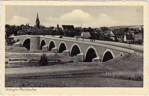 Ansichtskarte Kitzingen Brücke 1942, Stempel Luftgau-Flakartillerie-Schule