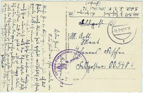 Ansichtskarte Kitzingen Brücke 1942, Stempel Luftgau-Flakartillerie-Schule