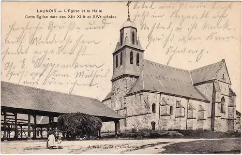 Launois-sur-Vence L&#039;Église et la Halle 1913