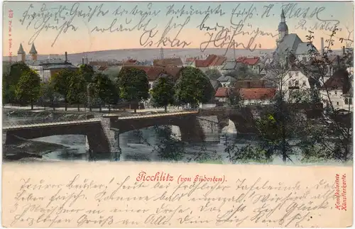 Rochlitz von Südwesten mit Brücke 1900