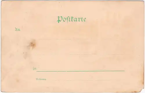 Stuttgart 2 Bild Litho: Polytechnikum und Brunnen 1906
