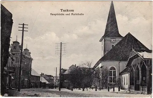 Tuckum Tukums Hauptkirche und Markthalle 1917