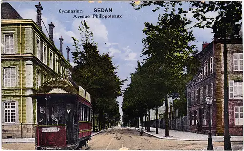 Sedan Sedan Gymnasium, Avenue Philippoteaux - Straßenbahn 1917