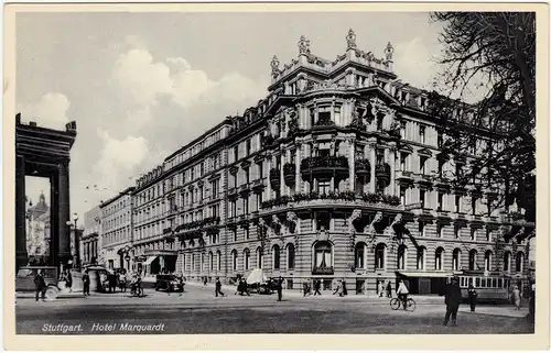 Stuttgart Straßenpartie am Hotel Marquardt 1932