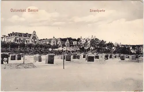 Bansin-Heringsdorf (Ostseebad) Strandpartie - Villen und Hotels 1912