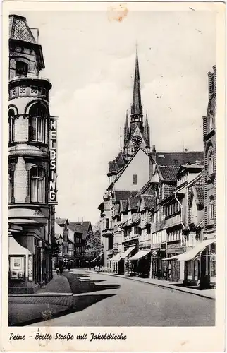 Peine Breite Straße mit Jakobikirche 1954