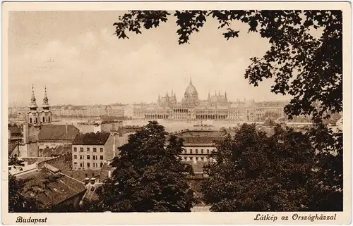 Budapest Látkép az Országházzal Ansichtskarte Magyar 1929