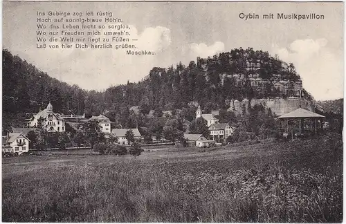 Oybin Stadt mit Musickpavillon 1917