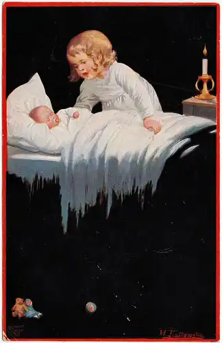  Künstlerkarte -Schlaf Kindlein schlaf 1920