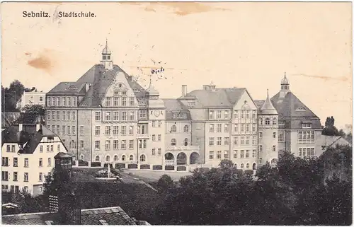 Sebnitz Partie an der Stadtschule 1912