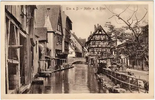 Ulm Motiv an der Blau 1918