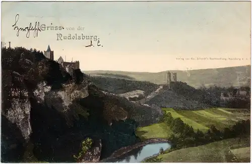 Saaleck-Bad Kösen Blick zur Rudelsburg 1899