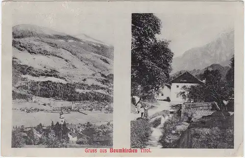 Baumkirchen (Tirol) Panorama und Dorfpartie 1909