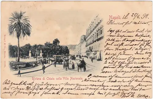 Neapel Napoli Riviera di Chiaia colla Villa Nazionale 1898