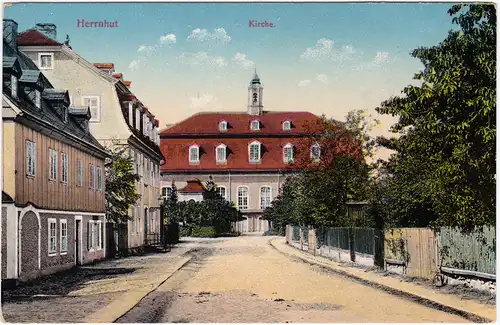 Herrnhut Straßenpartie zur Kirche 1916