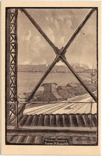 Lens (Pas-de-Calais) Blick vom Förderturm St. Auguste CPA Bergbau  1917