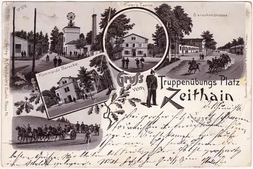 Zeithain Mehrbild Litho: Truppenübungsplatz 1896