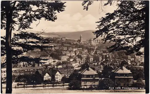 Aue (Erzgebirge) Panorama vom Flossgraben aus 1930