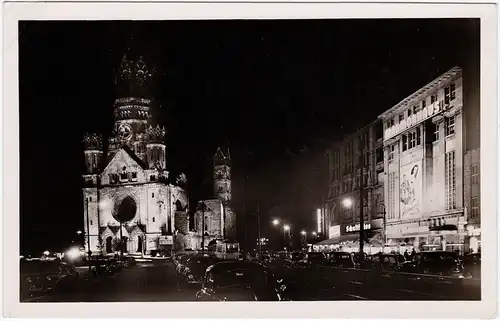 Charlottenburg-Berlin Marmorhaus Kurfürstendamm bei Nacht Gedächtniskirche 1955