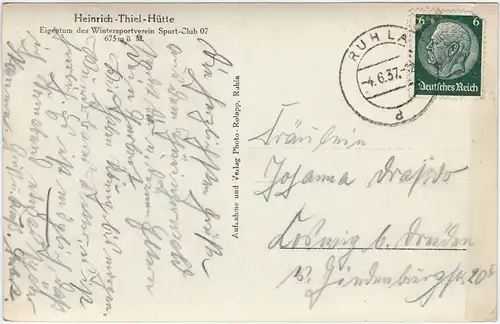 Ruhla Heinrich Thiel Hütte 1937