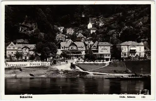 Schmilka Blick auf die Stadt - Restaurant Prüfer 1930