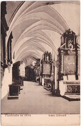 Oliva-Danzig Oliva Gdańsk (kaschubisch: Gduńsk) Pfarrkirche - Rechtes Seitenschiff 1914