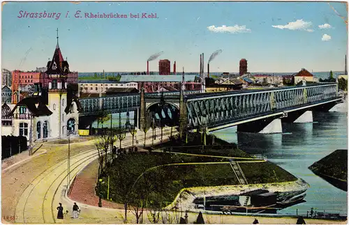 Kehl (Rhein) Rheinbrücken bei Kehl 1912