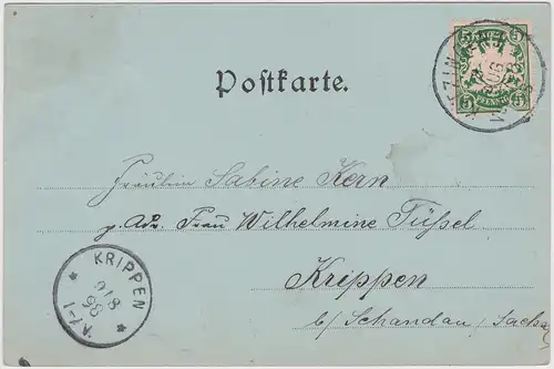 Kitzingen Straßenpartie am Falterturm - Mondscheinlitho 1898