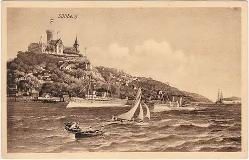 Blankenese-Hamburg Sülberg - Dampfer, Kriegsschiffe und Segelboote 1916