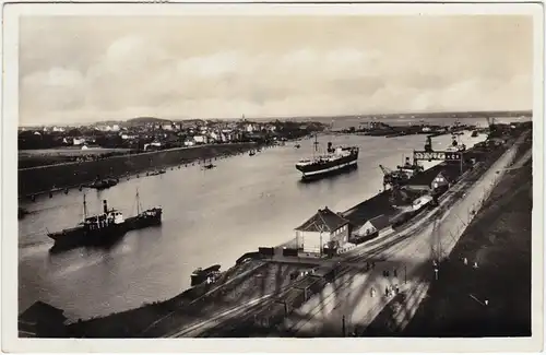 Holtenau-Kiel Holtenå Bliuck auf die Schleusen des Kaiser Wilhelm Kanals 1930