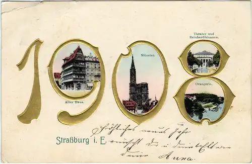 Straßburg Strasbourg Mehrbild: Altes Haus Münster Orangerie - Neujahr 1908