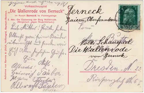 Bad Berneck i.Fichtelgebirge Volksschauspiel "Die Wallenrode von Berneck" 1914