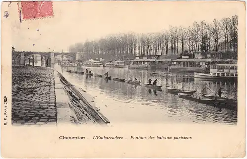 Charenton-le-Pont L&#039;Embarcadere Pontons des Bateaux parisiens 1906