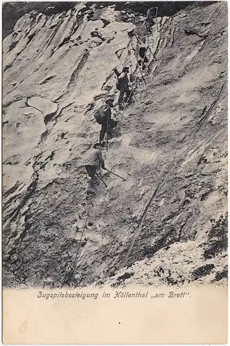 Grainau Bergsteiger bei der Besteigung der Zugspitze - Höllentahl am Brett 1908