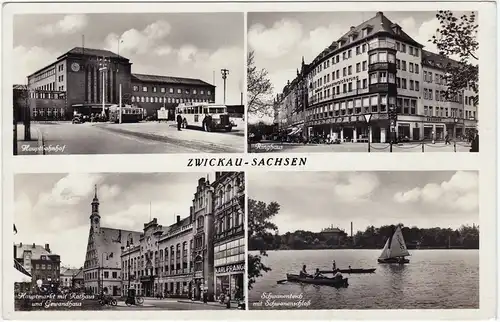 Zwickau 4 Bild: Hauptbahnhof, Ringhaus, Hauptmarkt und Schwanenteich  1938