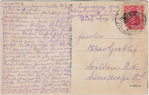 Bronsdorf-Giersdorf Podgórzyn 3 Bild: Tannenbaude - Saal, Stammtisch Nische und Außenansicht 1919