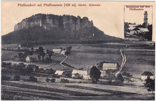 Pfaffendorf-Königstein (Sächsische Schweiz) 2 Bild Stadt und Aussichtsturm 1918