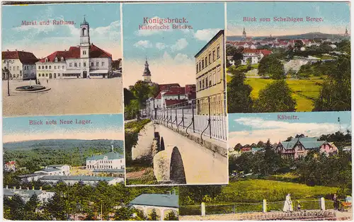 Königsbrück Kinspork 5 Bild: Markt, Kaserne, Brücke, Käbnitz und Kaserne 1916