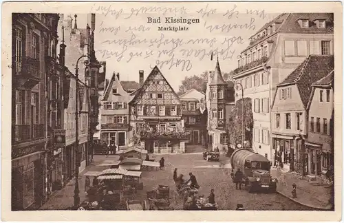 Bad Kissingen Marktplatz - belebt, Tanklaster und Geschäfte 1931