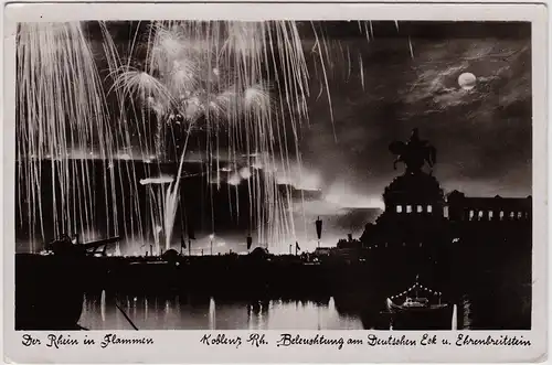 Koblenz Beleuchtung am deutschen Eck 1942