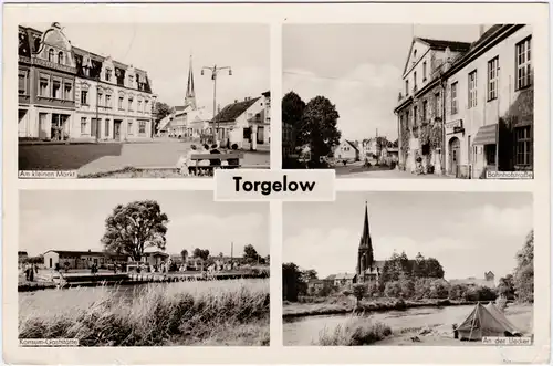 Torgelow 4 Bild: Am kleinen Markt, Bahnhofstraße, Konsum-Gaststätte, Panorama 1959