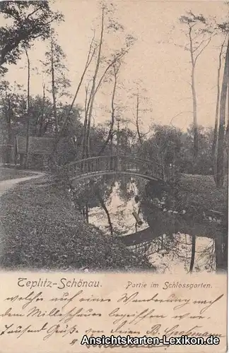 Teplitz - Schönau Teplice Partie im Schloßgarten 1908