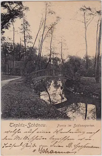 Teplitz - Schönau Teplice Partie im Schloßgarten 1908