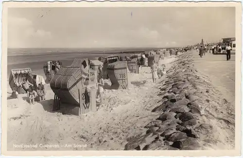 Ansichtskarte Cuxhaven Am Strand belebt 1953