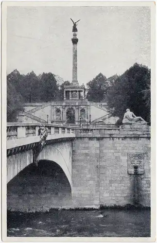Ansichtskarte München Isar Brücke und Friedensengel 1940